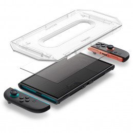 „Spigen Glas.Tr EZ FIT“ grūdinto stiklo 2 vnt. pakuotė, skirta „Nintendo Switch 2“ – skaidrus