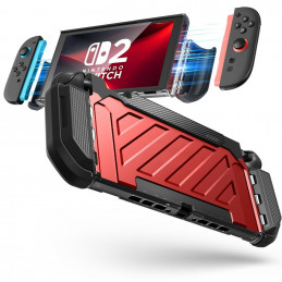 „Supcase Unicorn Beetle Pro“ dėklas, skirtas „Nintendo Switch 2“ – raudonas ir juodas