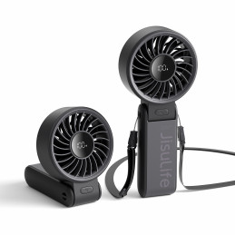 „Jisulife“ nešiojamasis ventiliatorius „Life7“, 3600 mAh, nešiojamas USB ventiliatorius – juodas