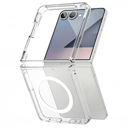 „Ringke Fusion“ magnetinis „MagSafe“ dėklas, skirtas „Samsung Galaxy Z Flip 7“ – skaidrus
