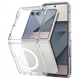 „Ringke Fusion“ magnetinis „MagSafe“ dėklas, skirtas „Samsung Galaxy Z Flip 7“ – skaidrus