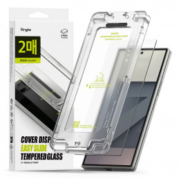 „Ringke Cover Display Easy Slide“ grūdinto stiklo 2 vnt. pakuotė, skirta „Samsung Galaxy Z Fold 7“ – permatomas