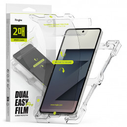 „Ringke Dual Easy Pro“ 2 apsauginių plėvelių pakuotė, skirta „Samsung Galaxy Z Flip 7“ - skaidri.