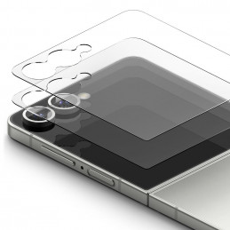 „Ringke Cover Display Easy Slide“ grūdinto stiklo 2 vnt. pakuotė, skirta „Samsung Galaxy Z Flip 7“ – permatomas