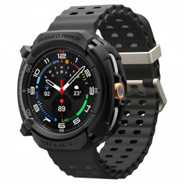 „Spigen Rugged Armor“ dėklas, skirtas „Samsung Galaxy Watch 8 Classic“ 46 mm laikrodžiui – matinės juodos spalvos