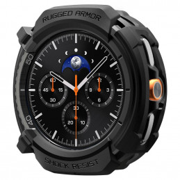 „Spigen Rugged Armor“ dėklas, skirtas „Samsung Galaxy Watch 8 Classic“ 46 mm laikrodžiui – matinės juodos spalvos