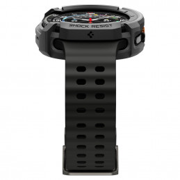 „Spigen Rugged Armor“ dėklas, skirtas „Samsung Galaxy Watch 8 Classic“ 46 mm laikrodžiui – matinės juodos spalvos