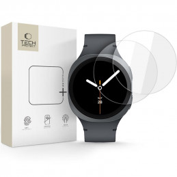„Tech-Protect Glass Fit+“ 2 grūdinto stiklo pakuotė, skirta „Samsung Galaxy Watch 8“ (44 mm) – skaidri