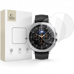 „Tech-Protect Glass Fit+“ 2 grūdinto stiklo pakuotė, skirta „Samsung Galaxy Watch 8 Classic“ 46 mm laikrodžiui – skaidri...
