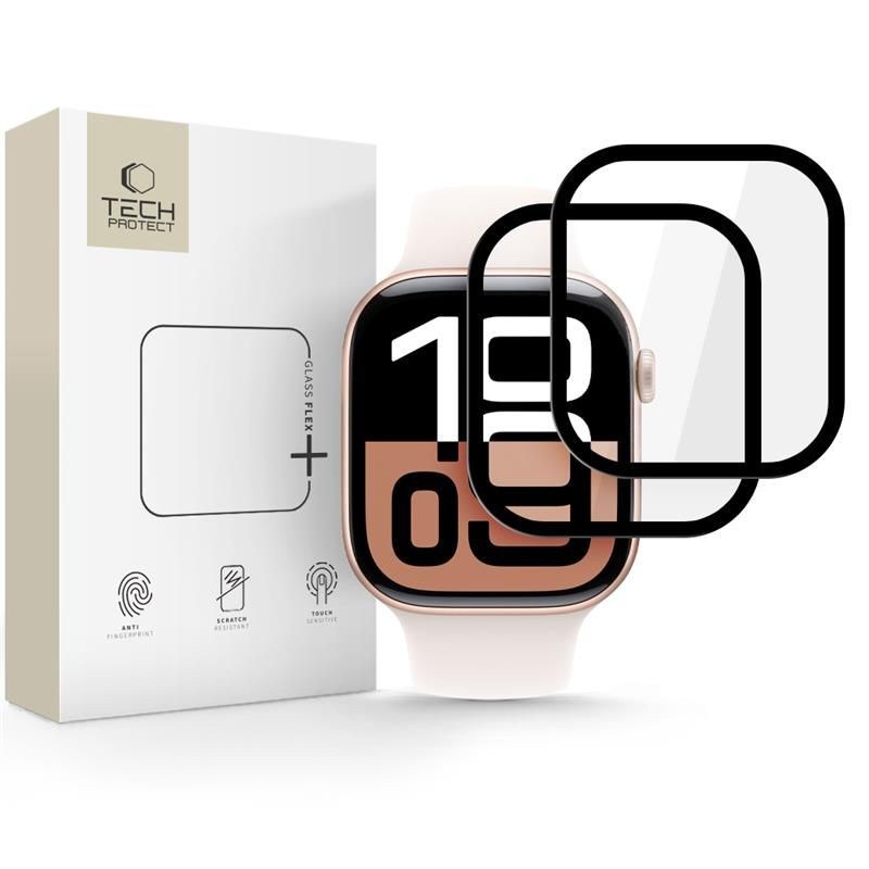„Tech-Protect Glass Flex+ Hybrid Glass“ 2 vnt. pakuotė, skirta „Apple Watch 10“ (42 mm) – juoda