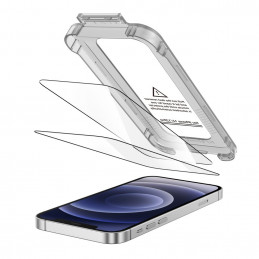 „Tech-Protect Quick Set+“ 2 grūdinto stiklo pakuotė, skirta „iPhone 12“ / „12 Pro“ – juoda