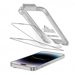 „Tech-Protect Quick Set+“ 2 grūdinto stiklo pakuotė, skirta „iPhone 14 Pro“ – juoda