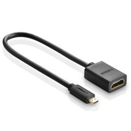 Ugreen kabelio adapterio adapteris HDMI - micro HDMI 19 kontaktų 20 cm juodas (20134)