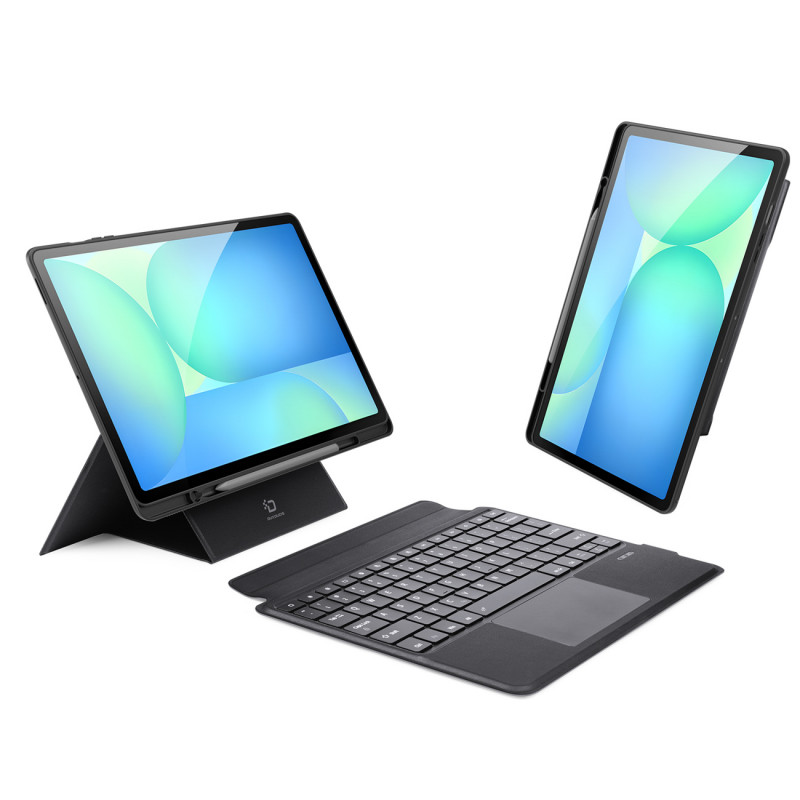 „Dux Ducis“ (DK serijos) klaviatūros dėklas, skirtas „Samsung Tab S10 FE+“ (Plus) su foniniu apšvietimu – juodas