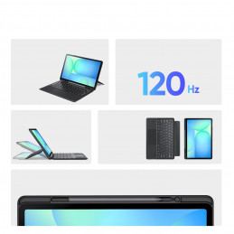 „Dux Ducis“ (DK serijos) klaviatūros dėklas, skirtas „Samsung Tab S10 FE+“ (Plus) su foniniu apšvietimu – juodas