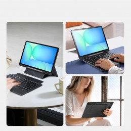 „Dux Ducis“ (DK serijos) klaviatūros dėklas, skirtas „Samsung Tab S10 FE+“ (Plus) su foniniu apšvietimu – juodas