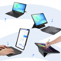 „Dux Ducis“ (DK serijos) klaviatūros dėklas, skirtas „Samsung Tab S10 FE+“ (Plus) – juodas