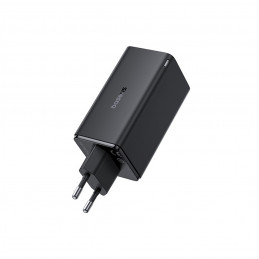 „Baseus GaN6 Pro“ įkroviklis 100 W, 2 x USB-C, 2 x USB-A, su juodu USB-C laidu, 1 m – juodas