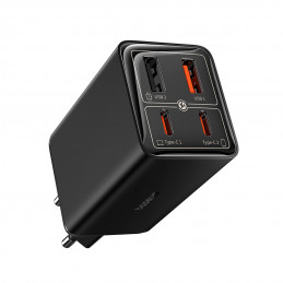 „Baseus GaN6 Pro“ įkroviklis, 65 W, 2 x USB-C, 2 x USB-A, su juodu USB-C laidu, 100 W, 1 m – juodas