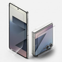 „Ringke Protector Pro 3-in-1“ apsauginis rinkinys, skirtas „Samsung Galaxy Z Flip 7“ – skaidrus