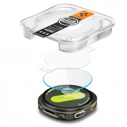„Spigen Glas.TR Ez-Fit“ grūdinto stiklo dėklas, skirtas „Samsung Galaxy 8 44mm“ - skaidrus