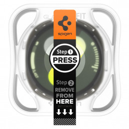 „Spigen Glas.TR Ez-Fit“ grūdinto stiklo dėklas, skirtas „Samsung Galaxy Watch 8 40mm“ – skaidrus