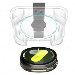 „Spigen Glas.TR Ez-Fit“ grūdinto stiklo dėklas, skirtas „Samsung Galaxy Watch 8 40mm“ – skaidrus