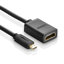 Ugreen kabelio adapterio adapteris HDMI - micro HDMI 19 kontaktų 20 cm juodas (20134)
