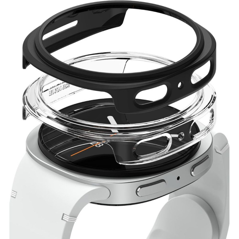 „Ringke Slim“ 2 dėklų rinkinys, skirtas „Samsung Galaxy Watch 8 40 mm“ – skaidrus-matinės juodos spalvos