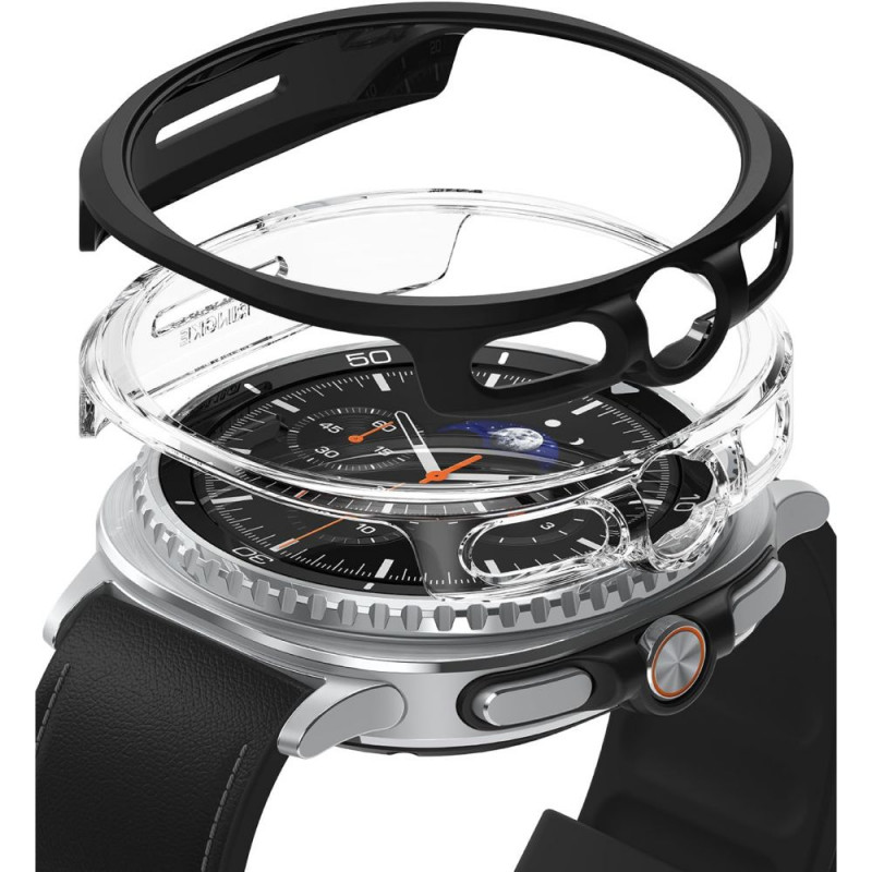 „Ringke Slim“ 2 dėklų rinkinys, skirtas „Samsung Galaxy Watch 8 Classic 46mm“ – skaidrus-matinės juodos spalvos