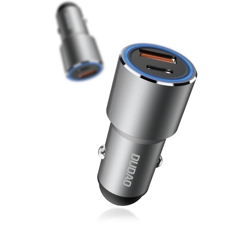 „Dudao“ automobilinis įkroviklis USB / USB C tipo, greitas įkrovimas, 22,5 W, pilkas (R4PQ)