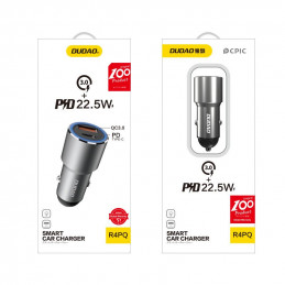 „Dudao“ automobilinis įkroviklis USB / USB C tipo, greitas įkrovimas, 22,5 W, pilkas (R4PQ)