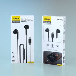 „Dudao X3C“ į ausis įdedamos laidinės USB-C ausinės, 1,2 m ilgio, juodos