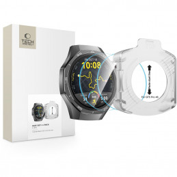 „Tech-Protect Easy Set+“ 2 grūdinto stiklo pakuotė, skirta „Huawei Watch GT 5 Pro 46 mm“ – skaidri.
