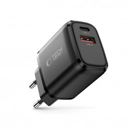 „Tech-Protect NCA20 PD 20W / QC3.0 USB-A / USB-C“ sieninis įkroviklis – juodas