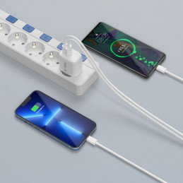 „Tech-Protect NCA30 PD 30W QC3.0 USB-A / USB-C“ sieninis įkroviklis – baltas