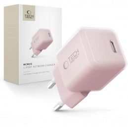 „Tech-Protect NCM25 USB-C PD 25W“ sieninis įkroviklis – rožinis