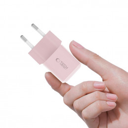 „Tech-Protect NCM25 USB-C PD 25W“ sieninis įkroviklis – rožinis