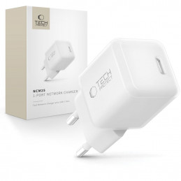 „Tech-Protect NCM25 USB-C PD 25W“ sieninis įkroviklis – baltas