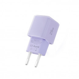 „Tech-Protect NCM25 USB-C PD 25W“ sieninis įkroviklis – violetinis