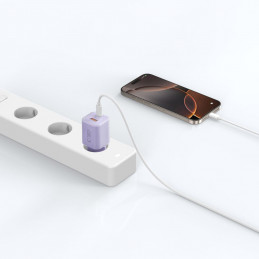 „Tech-Protect NCM33 PD 33W QC3.0 USB-C / USB-C sieninis įkroviklis – violetinis