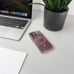Blizgantis „MagSafe“ dėklas, suderinamas su „iPhone 17“ – rožinis