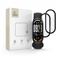 „Tech-Protect Glass Flex+“ 2 hibridinių stiklų pakuotė, skirta „Xiaomi Smart Band 10 / 10 NFC“ - juoda