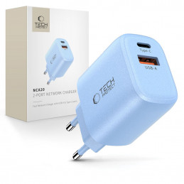 „Tech-Protect NCA20 PD 20W QC3.0 USB-A / USB-C“ sieninis įkroviklis – mėlynas