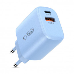 „Tech-Protect NCA20 PD 20W QC3.0 USB-A / USB-C“ sieninis įkroviklis – mėlynas