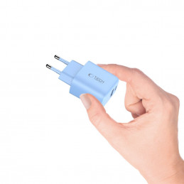 „Tech-Protect NCA20 PD 20W QC3.0 USB-A / USB-C“ sieninis įkroviklis – mėlynas