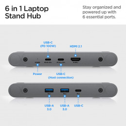 „Spigen LD204H“ stovas + šakotuvas 6 viename – pilkas