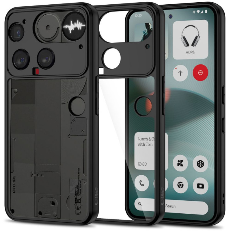 „Tech-Protect MagMat“ dėklas, skirtas „Nothing Phone 3“, juodas ir skaidrus