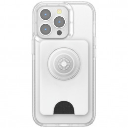 „Popsockets PopWallet+ PopGrip PW+ MS G2 MagSafe“ piniginės telefono laikiklis ir stovas, baltas ir permatomas