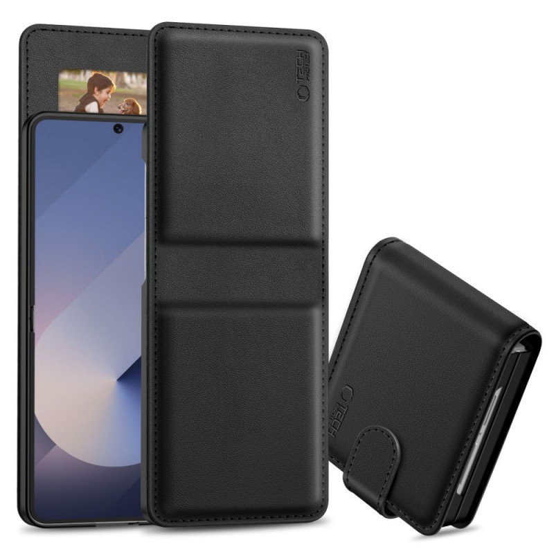 „Tech-Protect“ piniginės dėklas, skirtas „Samsung Galaxy Z Flip 6 / 7 Fe“ – juodas